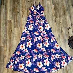 Pink Lily • Hibiscus Floral Maxi Dress